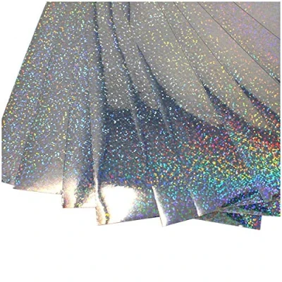 Image of DIN A4 Sheet Craft Film Self Adhesive Artist Plotter Hologram Glitter Crafts DIY Flakes Silver Set of 10 Sheets