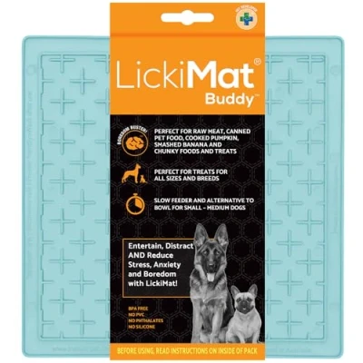 Image of LickiMat Classic Pastel Colours Buddy, Dog Feeding Mat for Boredom &amp; Anxiety Relief, Ideal Food, Yoghurt or Peanut Butter, Lick Mats, Fun Alternative to Slow Feeder Bowl, Mint