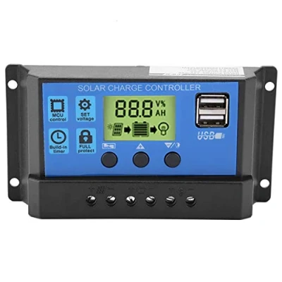 Image of PWM Solar Power Controller 12V 24V Dual USB Panel Charge Regulator with LCD Display 10/20/30A (YJSS 10A)