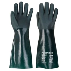 Image of Portwest Double Dipped PVC Gauntlet 45cm Green XL