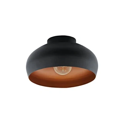 Image of EGLO ceiling light fitting Mogano 2, flush mount lamp, living room and hallway lighting made of metal in black copper, E27 socket