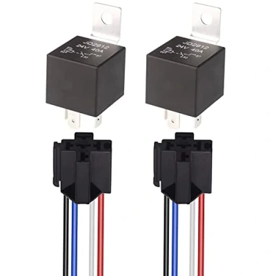 Image of Gebildet JD2912 Car Relay with Harness 24V 40A 4 Pin SPST 12AWG Sockets Color labeled Wires for Automotive Truck Van Motorcycle Boat (Pack of 2)