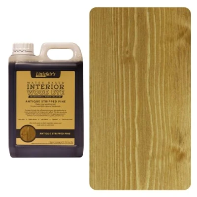 Image of Littlefair&#039;s Wood Stain Water Based 25 LTR Indoor Furniture Light &amp; Dark Finishes Special Non Toxic Eco Friendly Formula for Crafts Colour: Antique Stripped Pine
