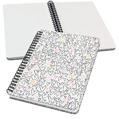 Image of SIGEL JN620 Jolie Spiral notebook, Wild Hearts, dotted (dot grid), 100 gsm, 16,2 x 21,5 cm, hardcover, 120 pages, Black, Pink, Orange