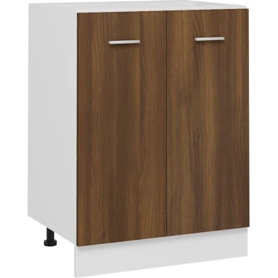 Image of vidaXL Bottom Cabinet in Brown Oak, Engineered Wood, 60x46x81.5 cm Modern Design with Spacious Storage for Kitchen Essentials