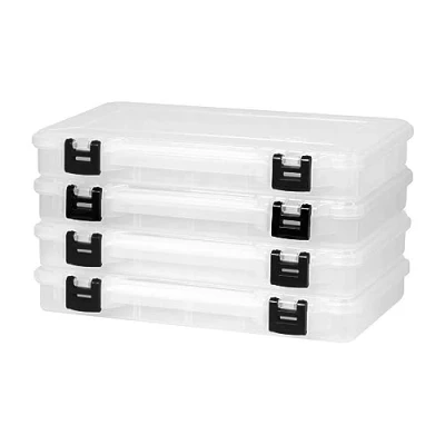 Image of Plano ProLatch 3700 StowAway 4 Pack, Clear and Black, Locking System, Transparent Design to Quickly Identify Contents, Fits Series Tackle Bags