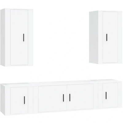 Image of vidaXL 5 Piece TV Cabinet Set White Engineered Wood