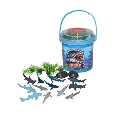 Image of Wild Republic 23154 Adventure Bucket Mini Shark, Playing Set, 10 cm, 20 Pieces, Multi, 18Piece