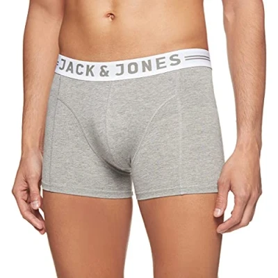 Image of JACK &amp; JONES Mens Sense Trunks Core Noos 1 2 3 2014 Boxer Shorts, Grey (Light Melange), M UK