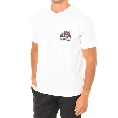 Image of Napapijri Mens short sleeve round neck t shirt NP0A4EO9 White Cotton Size 2XL