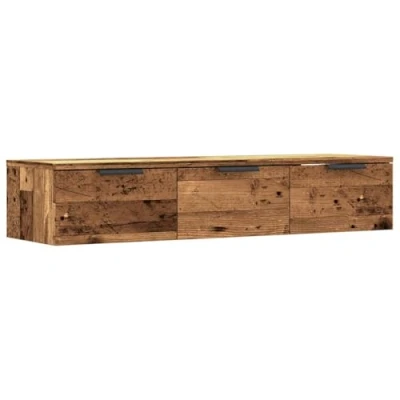 Image of vidaXL Wall Cabinet/Engineered Wood Shelf/Old Finish 102x30x20 cm/Brown Floating Storage/Modern Living/Bedroom Decor