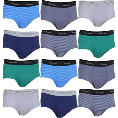 Image of Fruit of the Loom Men&#039;s Fashion Briefs 12 Pack Value MYSTERY Colors Cotton Waistbands Vary S 3X, Assorted( Vary), XL