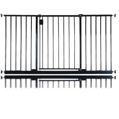 Image of Safetots Extra Wide Hallway Gate, 140cm 146cm, Black, Pressure Fit Baby Safety Barrier for Hallways and Spaces, Easy Installation