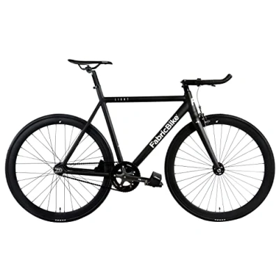 Image of FabricBike Light Fixed Gear Bike, Single Speed Bicycle, Aluminium Frame and Fork, Wheels 28&quot;, 4 Colours, 3 Sizes, 9.45 kg approx (Light Matte Black, M 54cm)