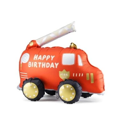 Image of Large Fire Engine Happy Birthday Foil Balloon, Childrens Party Decoration, Fireman Balloon Gift, Gift