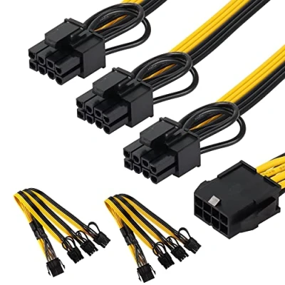 Image of CERRXIAN 2 Pack EPS CPU 8 Pin Female to GPU 3x 8(6+2) Male PCIE Splitter Cable,CPU Graphic Card Conversion Cable For Modular Power Supply,Graphics Video 9.8 inch