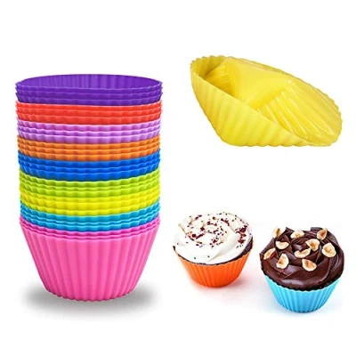 Image of Pack of 27 Silicone Cupcake Baking Cases Reusable Molds Muffin Cups