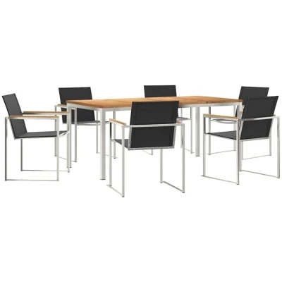 Image of vidaXL 7 Piece Garden Dining Set Solid Wood Teak
