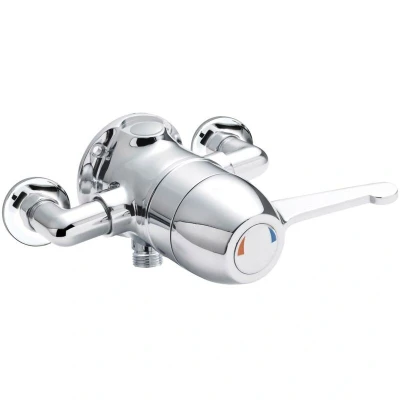 Image of Nuie VSQ2 Exposed Modern Bathroom Sequential Thermostatic Shower Valve with Lever Handle, 110mm x 200mm, Chrome, Silver