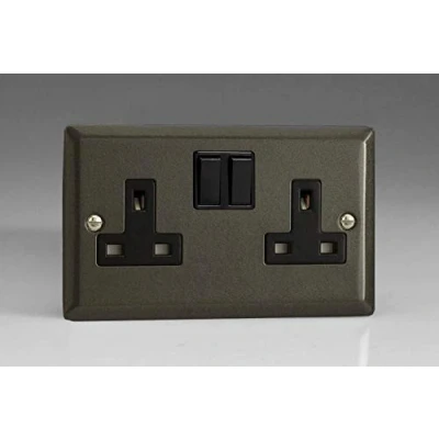 Image of Varilight 2 Gang 13 Amp Double Switched Socket Graphite 21 XP5B