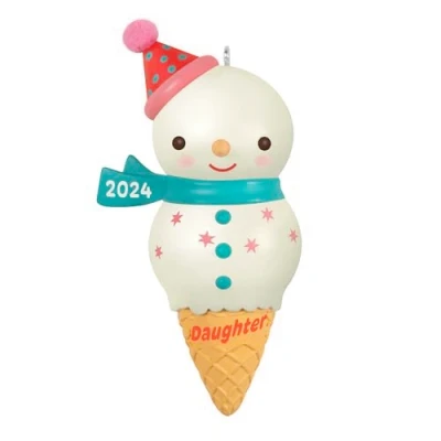 Image of Hallmark Keepsake Christmas Ornament 2024, Daughter Snowman Ice Cream Cone Family Gifts