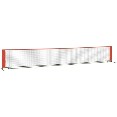 Image of vidaXL Tennis/Pickleball Net Portable Polyester Sports with Steel Frame for Garden, Park, Backyard Fun Black &amp; Red, 600x100x87 cm