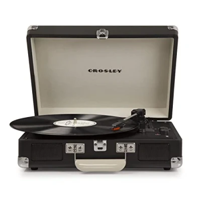 Image of Crosley Cruiser Plus Portable Turntable Bluetooth Record Player, 3 Speed Suitcase Vinyl Home Turntables for Records, Built in Stereo Speakers, Receiver, AUX Input, Chalkboard