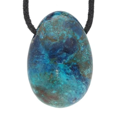 Image of Lebensquelle Plus Chrysokoll Water Drop Pendant with Leather Bracelet, Halbedelstein, Chrysokoll,