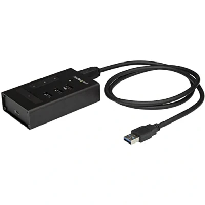Image of StarTech.com 4 Port USB 3.0 Hub Type A to 1x C &amp; 3x Commercial Metal SuperSpeed (5Gbps) Self Powered BC 1.2 Fast Charge Mountable/Rugged (HB30A3A1CST)