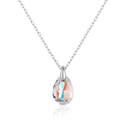 Image of Philip Jones Sterling Silver Aurora Borealis Necklace Created with Zircondia® Crystals