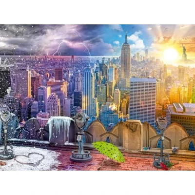 Image of Ravensburger New York Summer and Winter 1500 Piece Jigsaw Puzzles for Adults Kids Age 12 Years Up USA America