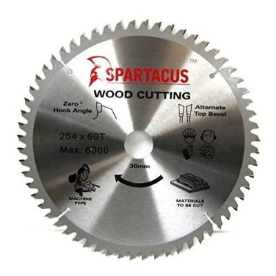 Image of Spartacus 254mm Diameter x 60 Teeth 30mm Bore Wood Cutting Mitre Chop Saw Blade Fits Bosch GCM10SD