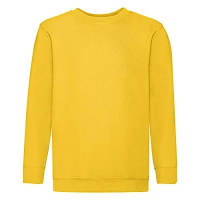 Image of Fruit of the Loom Childrens Unisex Set In Sleeve Sweatshirt (Sunflower) Yellow Size 9 10Y