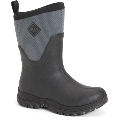 Image of Muck Boots Women&#039;s Arctic Sport Mid Fleece Lined Waterproof Pull on Boot, Black Grey, 3
