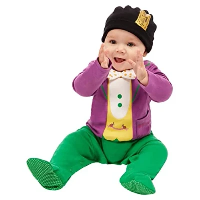 Image of Smiffys Roald Dahl Willy Wonka Baby Costume, Purple with All in One &amp; Hat, Officially Licensed Fancy Dress, Dress Up Costumes