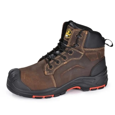 Image of SAFETOE Safety Boots M 8552 Mens Wide Fit Non steel Composite Toe Work ESD Anti static Water Resistant Cow Leather Heavy Duty nail Plate slip Pu Rubber Sole S3 SRC
