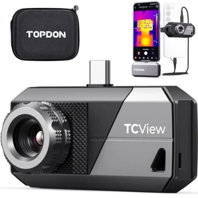 Image of TOPDON TS001 256x192 IR Resolution Thermal Camera for Android, Night Vision Monocular Hunting Imager with 9mm Adjustable Focus Lens, Infrared Test Report, 4F 1022F TEM Range