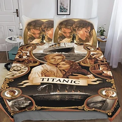 Image of BYTUGI Comforter Bedding Set for Kids Boys Girls Titanic Print Duvet Cover Microfiber 3D Printed Quilt Cover,Room Decor King（220x240cm）
