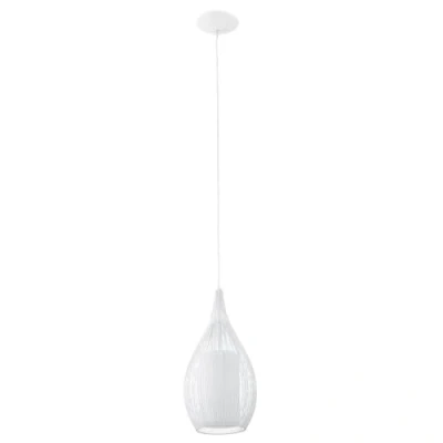 Image of Eglo Pendant Lamp Razoni, 1 Bulb Hanging Lights, Material: Steel, Glass: Satin, Colour: White, Socket: E27