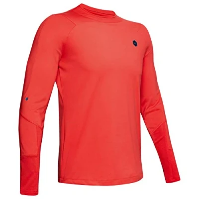 Image of Under Armour Men Coldgear Rush Mock Long Sleeve Shirt Martian Red//Black (646), Medium