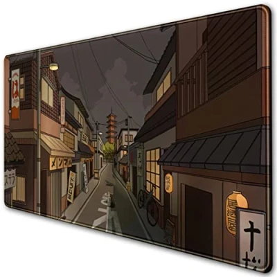 Image of Desk Mat Tokyo Street at Night Kawaii Japanese XL Mouse Pad,Cute Gaming Pads for Desktop,Anime Large Desktop Mousepad XXL, Keyboard Mats Pad Desk,Extended Laptop 31.5&#039;&#039;X15.7&#039;&#039;