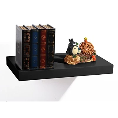 Image of EUGAD Floating Shelves Wall Corner Storage Invisible Mounting Bookshelves, 30x23x3.8cm, Black Shelf