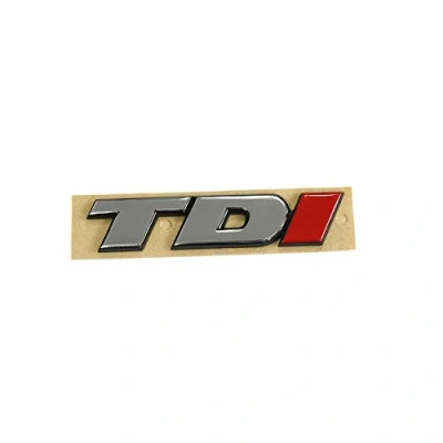 Image of Volkswagen 7D0853675CEQW Lettering TDI Tailgate Emblem Logo Chrome/Red