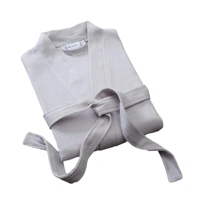Image of Great Knot Luxury Unisex Silver Kimono Waffle Bath Robes 100% Cotton Dressing Gown Hotel Quality Bathrobe (Large)