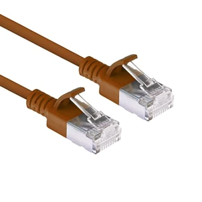 Image of ACT CAT6a Network Cable, U/FTP LSZH LAN Thin 3.8 mm Slimline, Flexible Snagless CAT 6a Cable with RJ45 Connector, for Use in Data Centres, 5 Metres, Brown DC7205