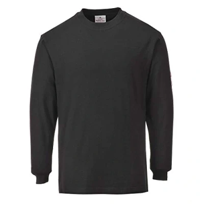 Image of Portwest Flame Resistant Anti Static Long Sleeve T Shirt Black Large