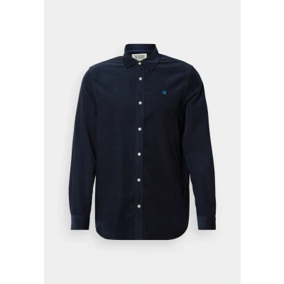 Image of Scotch and Soda Solid Corduroy Shirt Black Blue Dark size XXL