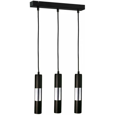 Image of Magnum Bar Pendant Ceiling Light Black, Silver, 50cm, 3x GU10