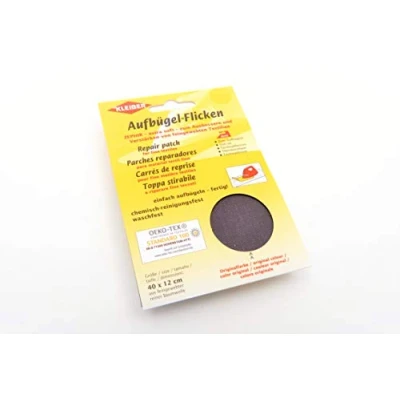 Image of Kleiber Iron On Repair Patch for Fine Knit Textiles 40cm x 12 cm Size Dark Grey, 40