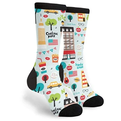 Image of 934 Novelty Trainer Socks New York City Travel Icons Athletic Recycled Men’S Unisex For Outdoor Trekking Work 40Cm